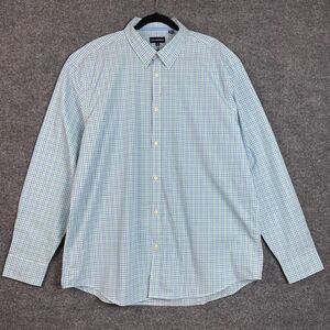 Jack Maverick Men's Button Up Shirt XXL Blue Green Check Long Sleeve Cotton